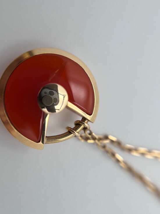 Cartier Jewelry - Cartier Amulette XS Carnelian Diamond 18K Rose Gold Necklace